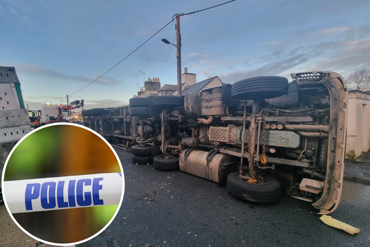 Lorry driver in hospital after vehicle overturns in A75 crash